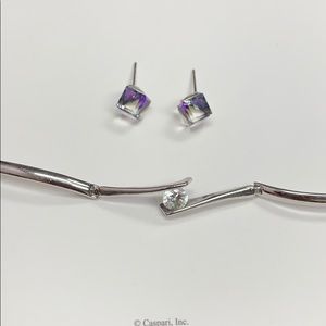 4/$19🔥Hologram earrings + silver bracelet bundle